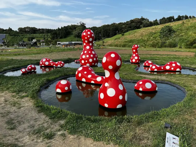 A Yayoi Kusama installation at Kurkku Fields