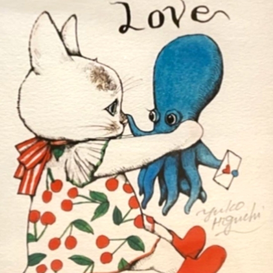 ヒグチユウコの絵画作品　タイトルは、love